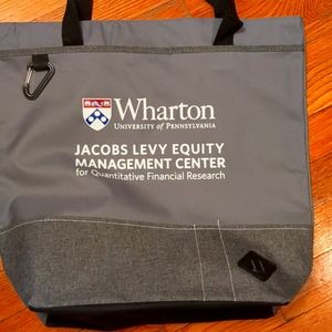 Unique standing tote bag from the Wharton School of Business conference.